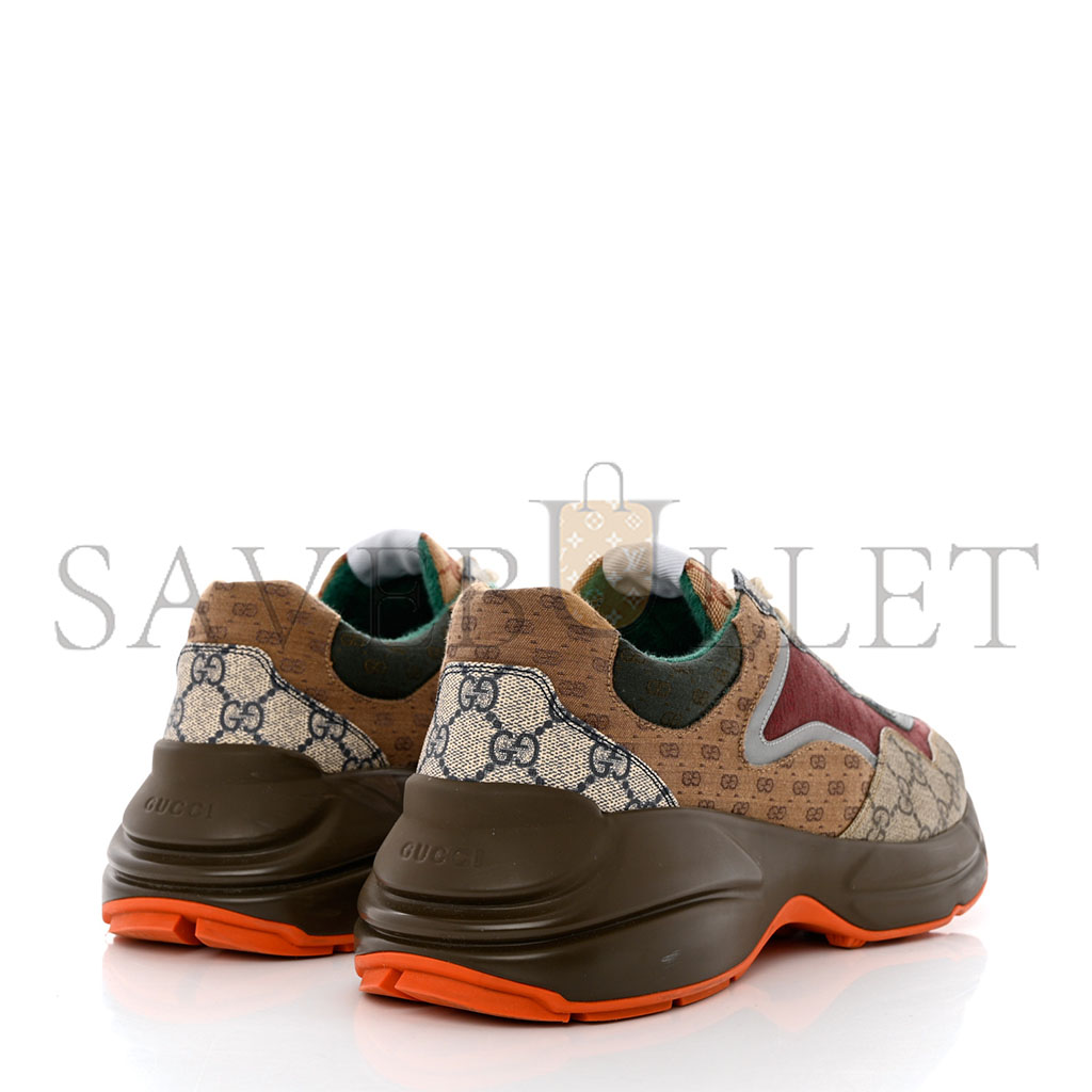 g*u*i gg S*p*e monogram mix monogram mens rhyton sneakers 12 bordeaux beige ebony 1156612